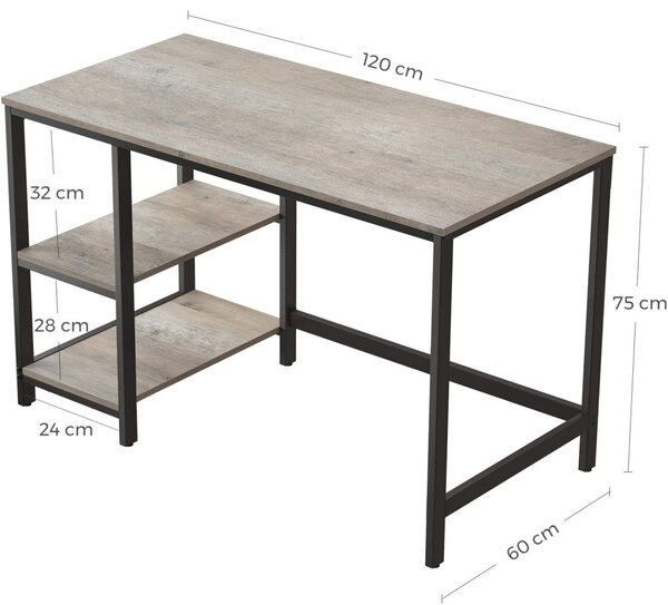 Íróasztal polcokkal, greige 120x60x75cm