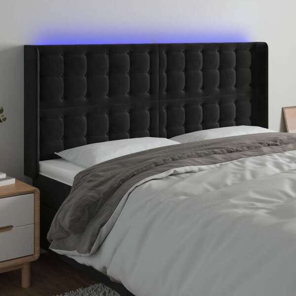VidaXL Fekete Bársony LED Fejtámla - 203cm