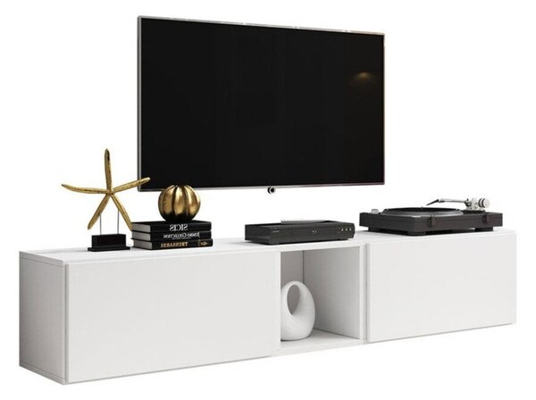 TV-állvány Corbele 115, Közepes sűrűségű farostlemez, Laminált forgácslap, 38x188x39cm, Fehér