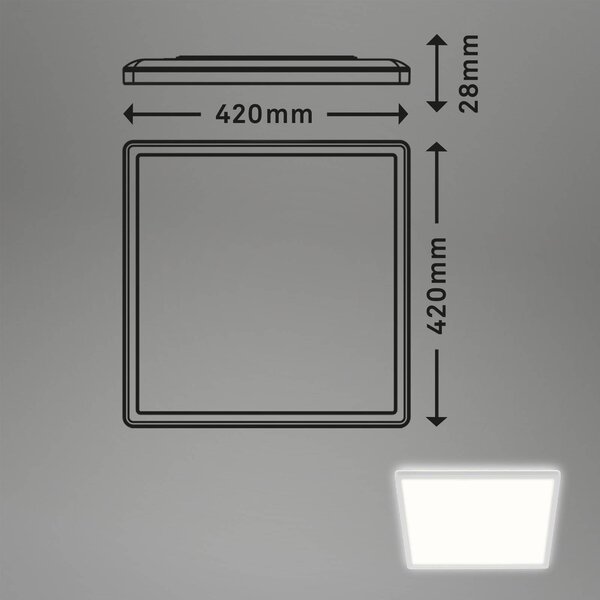 Briloner LED mennyezeti lámpa Karcsú, szögletes 42 x cm, Fehér / opál, Folyosó, Műanyag, Modern