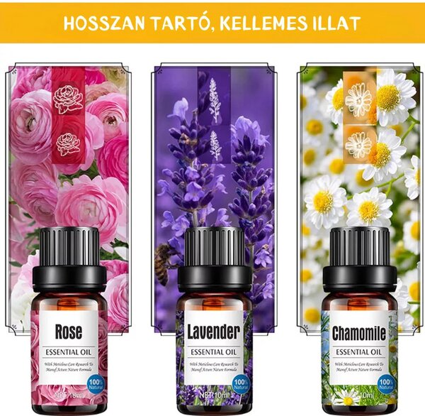 Repedezett és fehér fa mintázatú ultrahangos aroma diffúzor és Pulaiyi 6 részes illóolaj szett