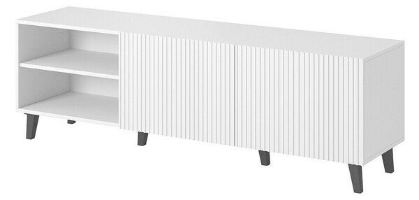 TV-állvány Dicto, Közepes sűrűségű farostlemez, Laminált forgácslap, 52x150x40cm, Fekete, Fehér