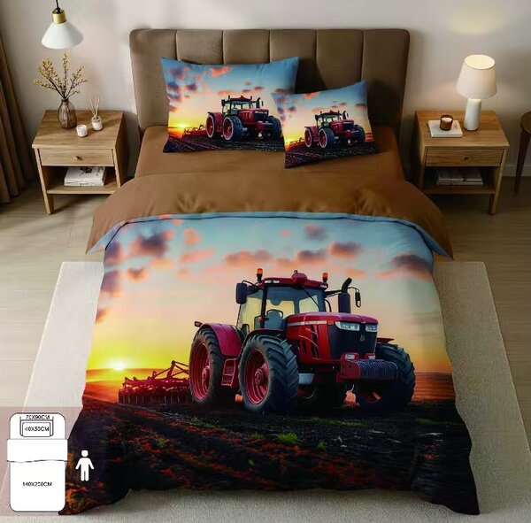 TRAKTOR – Kora reggeli szántás | 140x200 cm | 3 részes szett Méret: Standard méret: 1x 140x200 + 1x 70x90 + 1x 40x50