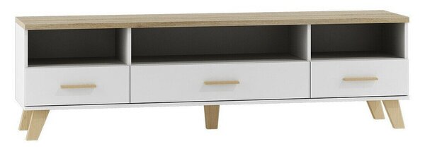 TV-állvány Larfloi 109, Laminált forgácslap, 53x180x40cm, Sonoma tölgy, Fehér