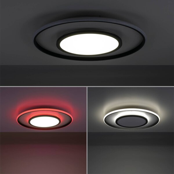 JUST LIGHT. GmbH LED mennyezeti lámpa Arenda Ø60cm, RGB/CCT, szab., dimmelhető, Fekete, Nappali / Étkező, Alumínium, Modern