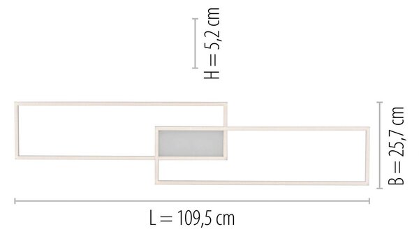 JUST LIGHT. GmbH LED mennyezeti világítás Asmin, CCT, acél, 109,5x25,7cm, dimmelhető, Alu / szürke / cink, Nappali / Étkező, fém
