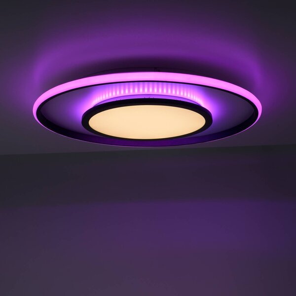JUST LIGHT. GmbH LED mennyezeti lámpa Arenda Ø60cm, RGB/CCT, szab., dimmelhető, Fekete, Nappali / Étkező, Alumínium, Modern