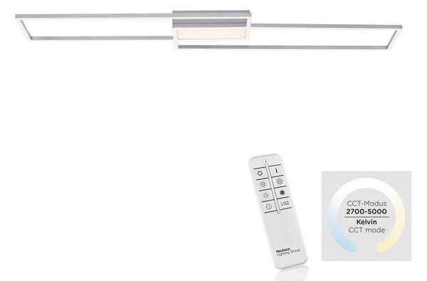 JUST LIGHT. GmbH LED mennyezeti világítás Asmin, CCT, acél, 109,5x25,7cm, dimmelhető, Alu / szürke / cink, Nappali / Étkező, fém
