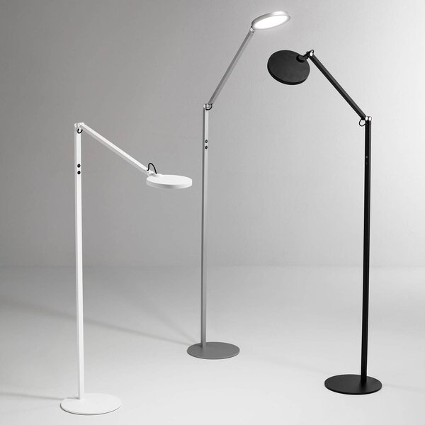 Fabas Luce LED állólámpa Regina, 1 izzós, alumínium, dimmelhető, Alu / szürke / cink, Nappali / Étkező, fém, Modern