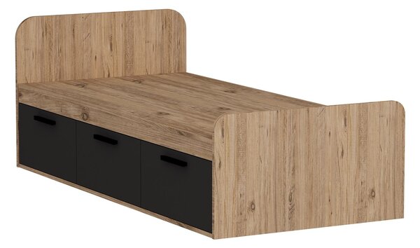 Egyszemélyes ágy 90 cm Pelavi 1 (atlanti fenyő + antracit) (ágyráccsal)