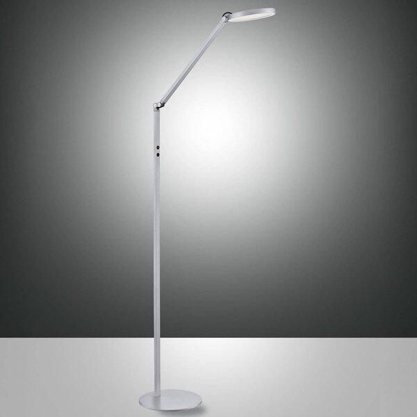 Fabas Luce LED állólámpa Regina, 1 izzós, alumínium, dimmelhető, Alu / szürke / cink, Nappali / Étkező, fém, Modern