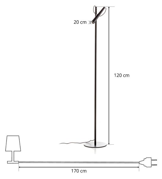 Foscarini Magneto LED álló világítás, fekete, Fekete, Nappali / Étkező, fém, Dizájn