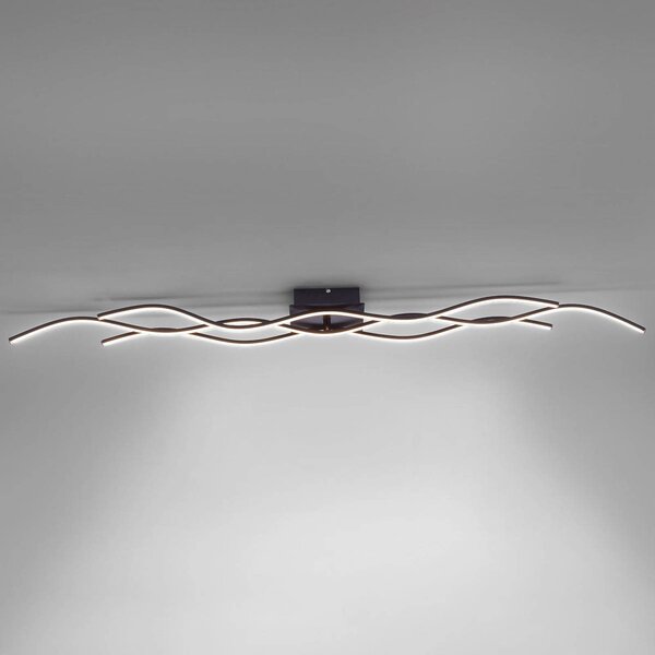 JUST LIGHT. GmbH LED mennyezeti lámpa Wave 3000 K 137,5x16cm fekete, Fekete, Nappali / Étkező, fém, Modern