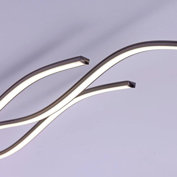 JUST LIGHT. GmbH LED mennyezeti lámpa Wave 3000 K 137,5x16cm fekete, Fekete, Nappali / Étkező, fém, Modern