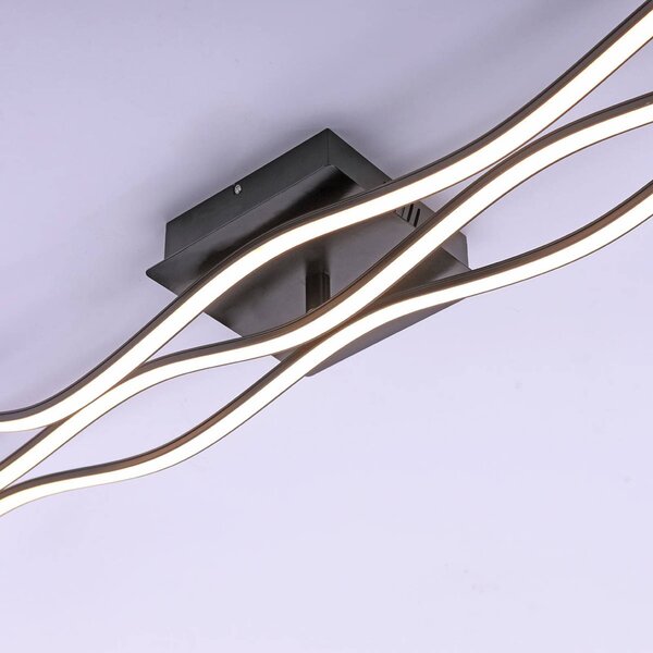 JUST LIGHT. GmbH LED mennyezeti lámpa Wave 3000 K 137,5x16cm fekete, Fekete, Nappali / Étkező, fém, Modern