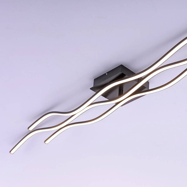JUST LIGHT. GmbH LED mennyezeti lámpa Wave 3000 K 137,5x16cm fekete, Fekete, Nappali / Étkező, fém, Modern