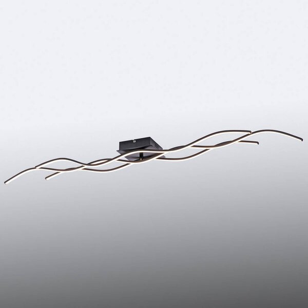 JUST LIGHT. GmbH LED mennyezeti lámpa Wave 3000 K 137,5x16cm fekete, Fekete, Nappali / Étkező, fém, Modern