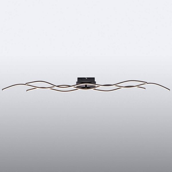 JUST LIGHT. GmbH LED mennyezeti lámpa Wave 3000 K 137,5x16cm fekete, Fekete, Nappali / Étkező, fém, Modern