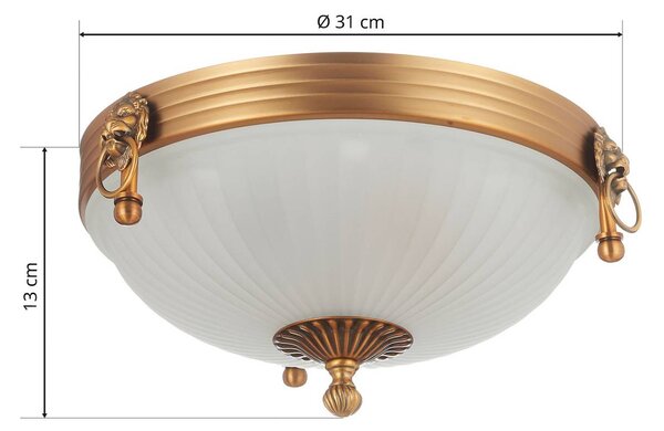 ORION Rocca mennyezeti lámpa klasszikus kivitelben 31cm, dimmelhető, Bronz / antik sárgaréz, Nappali / Étkező, fém, Antik