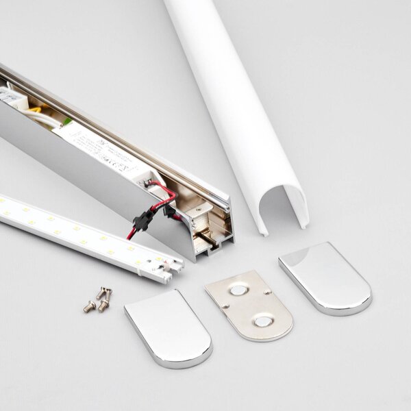 Lindby LED fali lámpa Philippa, lekerekített, 58cm, króm, IP44, Króm / ezüst, Fürdőszoba, fém, Modern