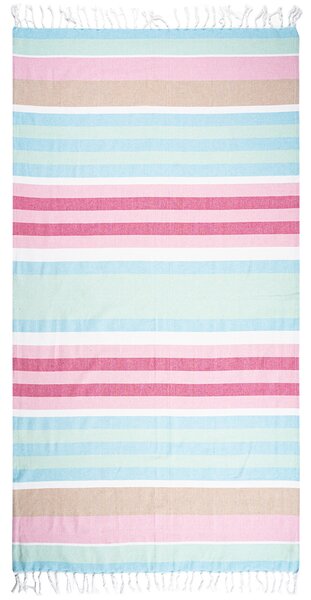 Fouta Stripes pink törölköző rojtokkal, 90 x 170 cm