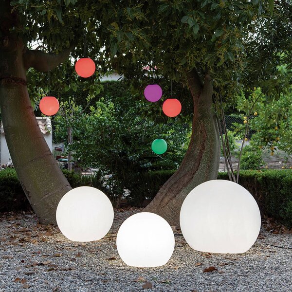 Newgarden Buly LED napelemes világítógömb IP65, Ø 60cm, dimmelhető, Fehér / opál, Műanyag, Modern
