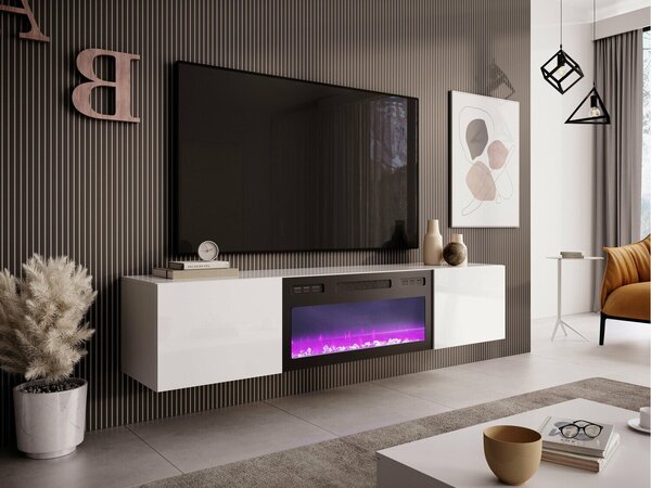 TV-állvány Houston 1572, Közepes sűrűségű farostlemez, 37x180x40cm, Fehér, Fényes fehér
