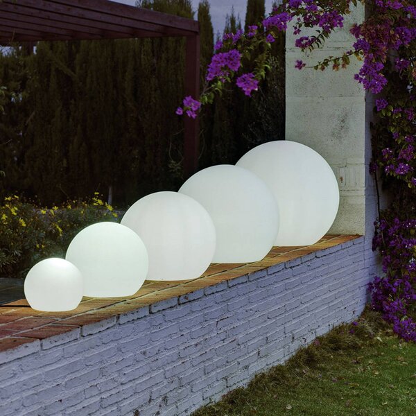 Newgarden Buly LED napelemes világítógömb IP65, Ø 60cm, dimmelhető, Fehér / opál, Műanyag, Modern