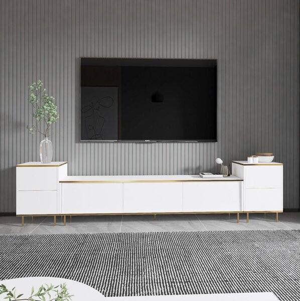 TV asztal/szekrény Iris (fehér + arany)