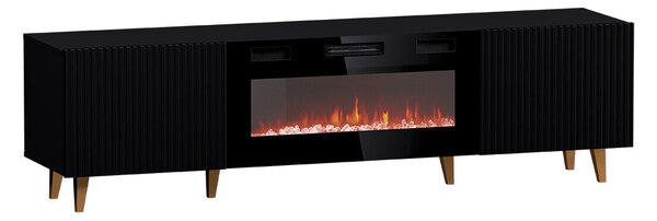 TV-állvány Dicto II, Laminált forgácslap, Közepes sűrűségű farostlemez, 49x181x40cm, Fekete, Aranysárga