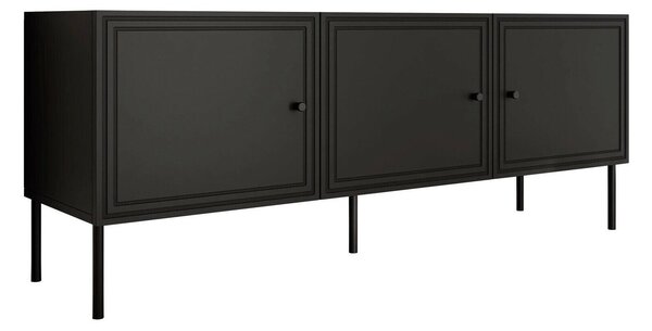 TV-állvány Celra, Közepes sűrűségű farostlemez, Laminált forgácslap, 60x151x40cm, Fekete