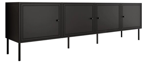 TV-állvány Celra I, Laminált forgácslap, Közepes sűrűségű farostlemez, 60x201x40cm, Fekete