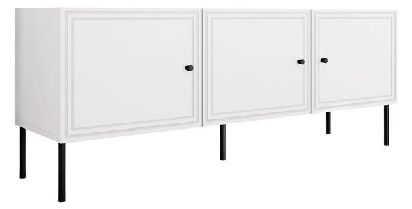 TV-állvány Celra, Közepes sűrűségű farostlemez, Laminált forgácslap, 60x151x40cm, Fehér