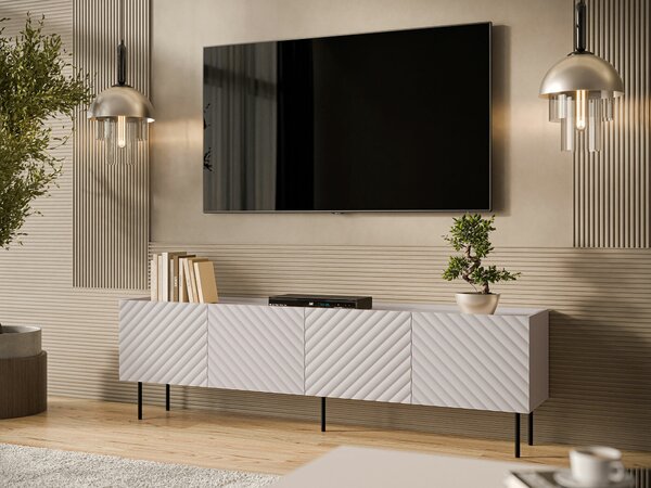 TV-állvány Sillen I, Közepes sűrűségű farostlemez, Laminált forgácslap, 59x200x40cm, Kasmír, Fekete