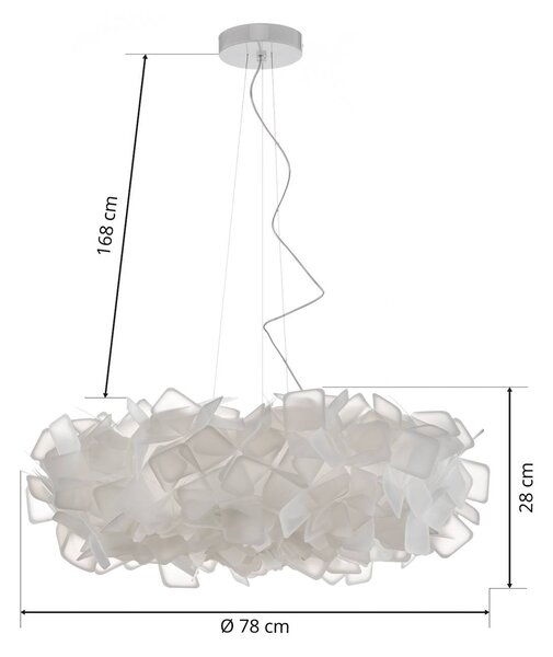 Slamp Clizia függő lámpa, Ø 78 cm, fehér, dimmelhető, Fehér / opál, Nappali / Étkező, Műanyag, Dizájn