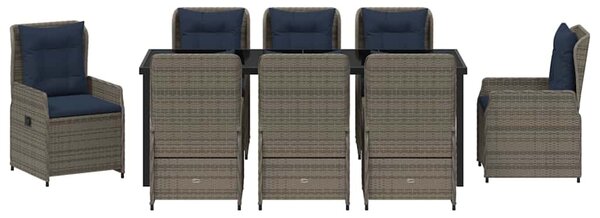 Kert étkező szett párnával 9 pcs Szürke Poli rattan