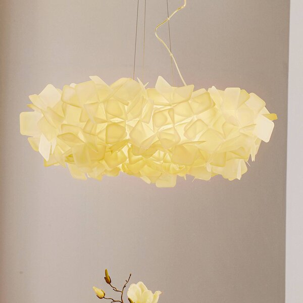 Slamp Clizia függő lámpa, Ø 78 cm, fehér, dimmelhető, Fehér / opál, Nappali / Étkező, Műanyag, Dizájn