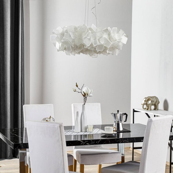 Slamp Clizia függő lámpa, Ø 78 cm, fehér, dimmelhető, Fehér / opál, Nappali / Étkező, Műanyag, Dizájn