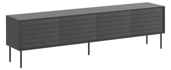 TV-állvány Flosoru 105, Közepes sűrűségű farostlemez, Laminált forgácslap, 55x200x40cm, Fekete