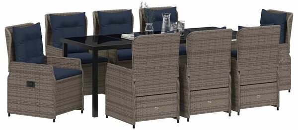 Kert étkező szett párnával 9 pcs Szürke Poli rattan