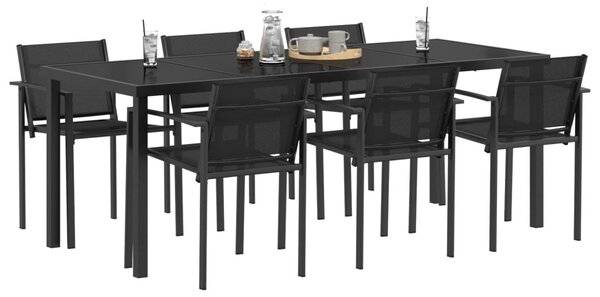 Kültéri Bútor Szett 7 pcs Fekete és Antracit Textilén
