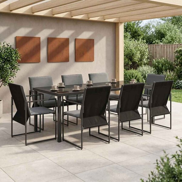 Kert étkező szett 9 pcs Fekete és Antracit 200 x 80 x 73 cm