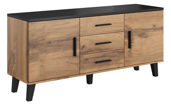 TV-állvány Larfloi 107, Laminált forgácslap, 69x150x45cm, Fekete, Wotan tölgy
