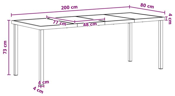 Kert étkező szett 9 pcs Fekete és Antracit 200 x 80 x 73 cm
