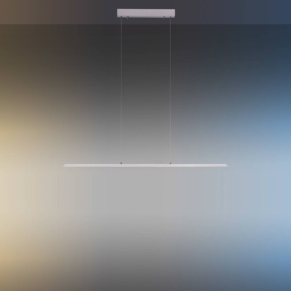 PURE LED függőlámpa Lite, ezüst, 100 cm, CCT, dimmelhető, dimmelhető, Alu / szürke / cink, Nappali / Étkező, Alumínium, Modern