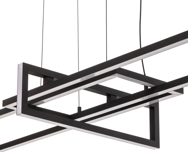 Trio Lighting LED függő lámpa Salinas, 3 000 K, matt fekete, dimmelhető, Fekete, Nappali / Étkező, fém, Modern