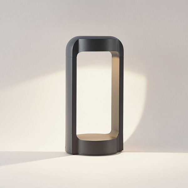 Lucande LED állólámpa Habsa, 30 cm, antracit, fém, Fekete, Alumínium, Modern