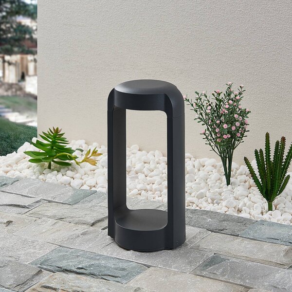 Lucande LED állólámpa Habsa, 30 cm, antracit, fém, Fekete, Alumínium, Modern