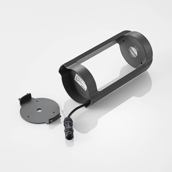 Lucande LED állólámpa Habsa, 30 cm, antracit, fém, Fekete, Alumínium, Modern