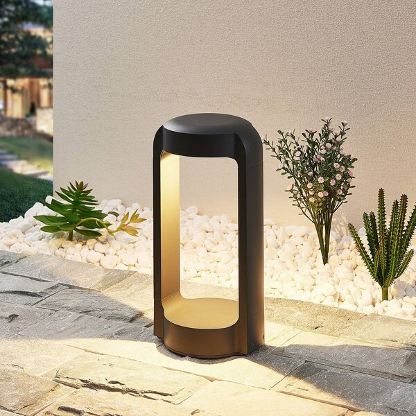 Lucande LED állólámpa Habsa, 30 cm, antracit, fém, Fekete, Alumínium, Modern
